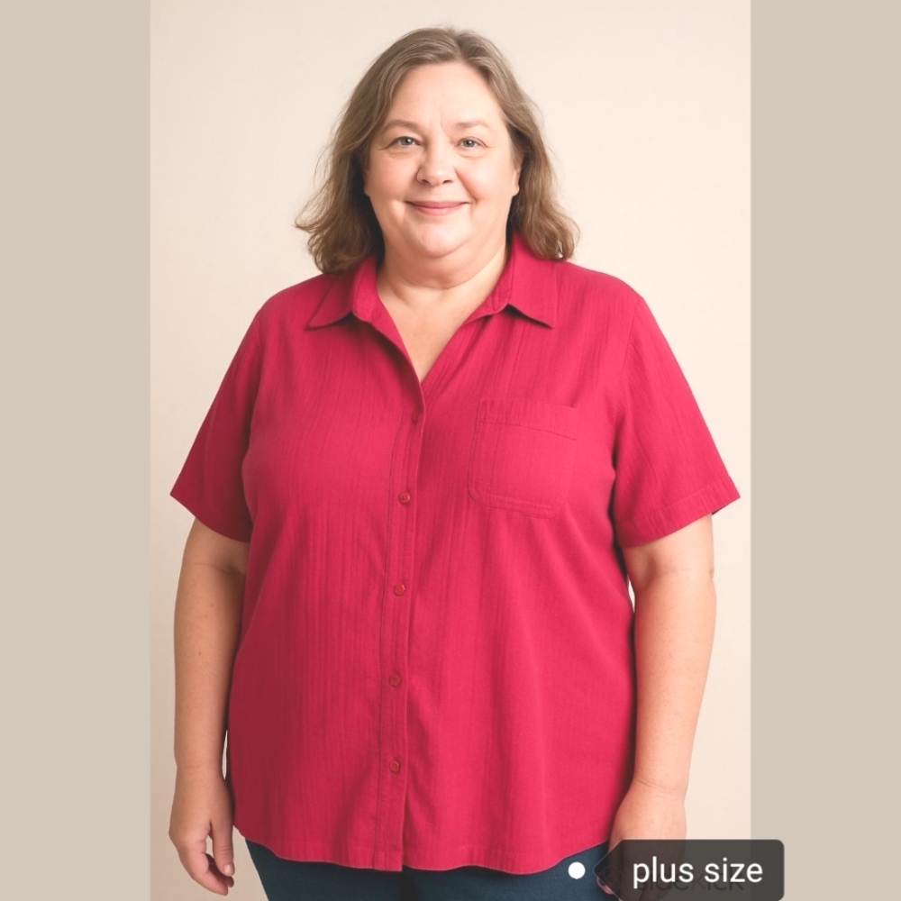 PLUS SIZE Pink Short sleeve Cotton top 3XL
